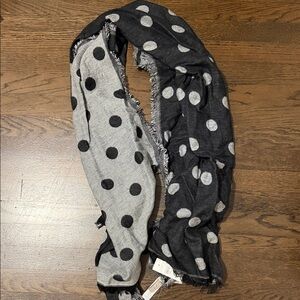 LOFT Black and Gray Polka Dot Scarf